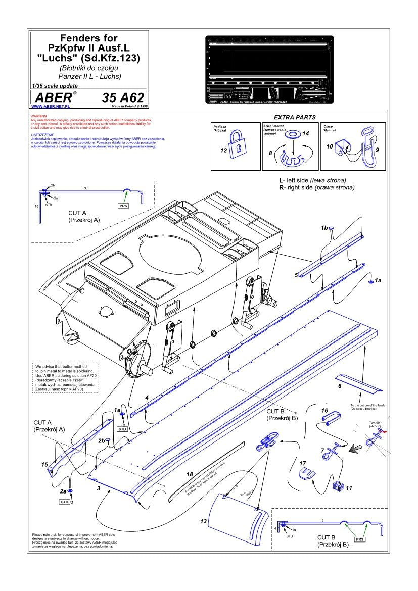 Aber 35A062 Błotniki do Panzer II, Ausf.L - Luchs 1/35 – immagine 4