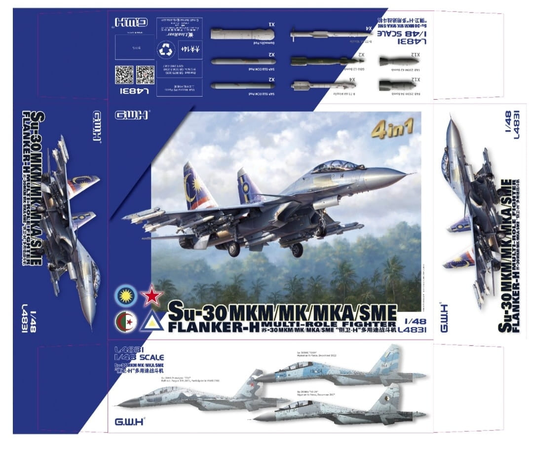 Maquette Great Wall Hobby L4831 Su-30 MKM / MK / MKA / SME « Flanker H » Chasseur multirôle 4 en 1 1/48  – image 2