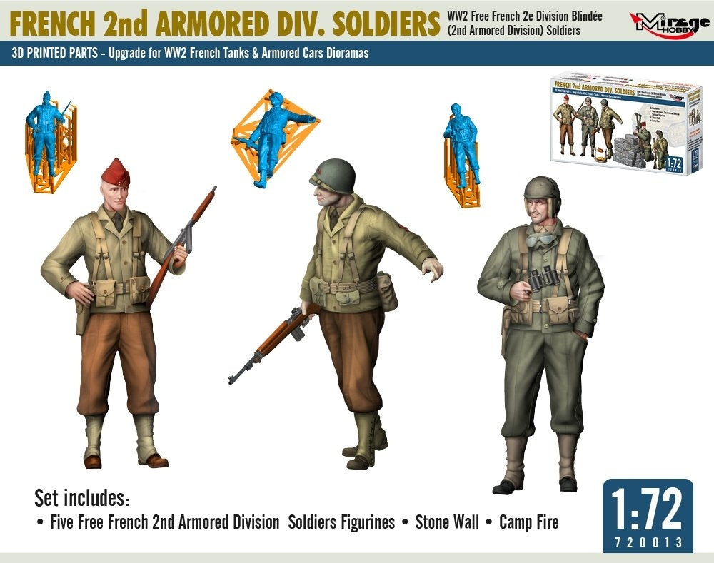 Mirage Hobby 720013 FRENCH 2nd ARMORED DIV. SOLDIERS WW2 Free French 2e Division Blindée (2nd Armored Division) Soldiers 1/72 – imagen 5