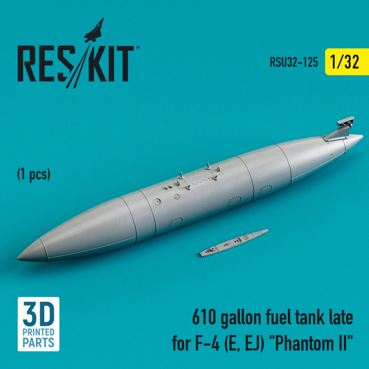 RESKIT RSU32-0125 610 GALLON FUEL TANK LATE FOR F-4 (E, EJ) "PHANTOM II" (3D PRINTED) 1/32