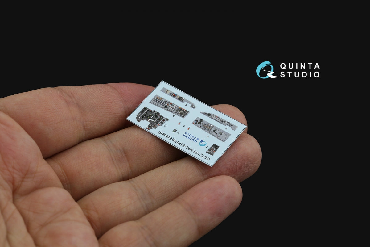 Quinta Studio QD72109 MiG-21PFM Gray panels 3D-Printed &amp;amp; coloured Interior on decal paper (Eduard) 1/72 – immagine 6