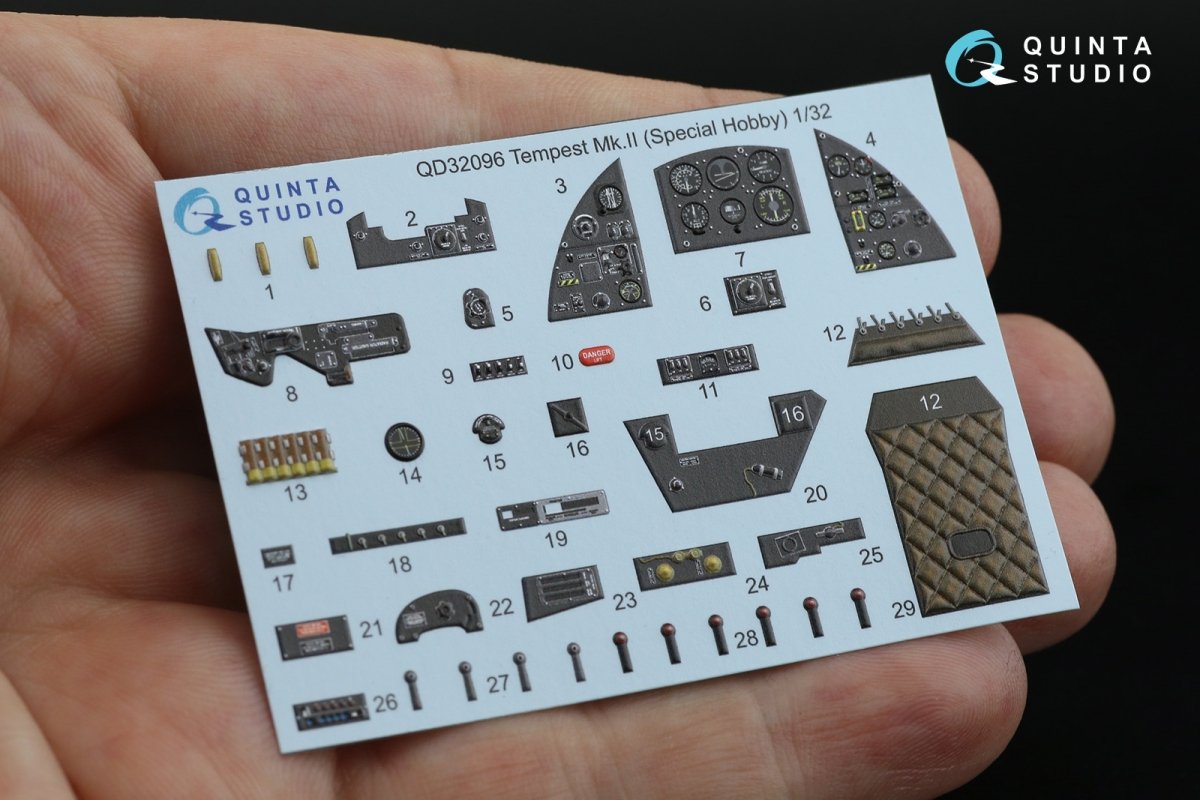 Quinta Studio QD32096 Tempest Mk.II 3D-Printed &amp;amp; coloured Interior on decal paper (Special Hobby/Revell) 1/32 – immagine 7