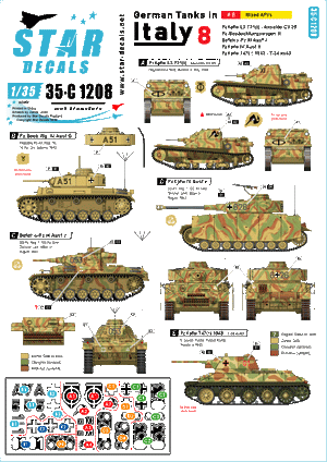 Star Decals 35-C1208 German tanks in Italy # 8 Mixed AFVs 1/35