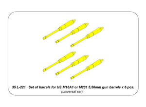 Aber 35L-221 Set of barrels for US M16A1 or M231 5,56mm gun barrels x 6 pcs. 1/35 – immagine 6