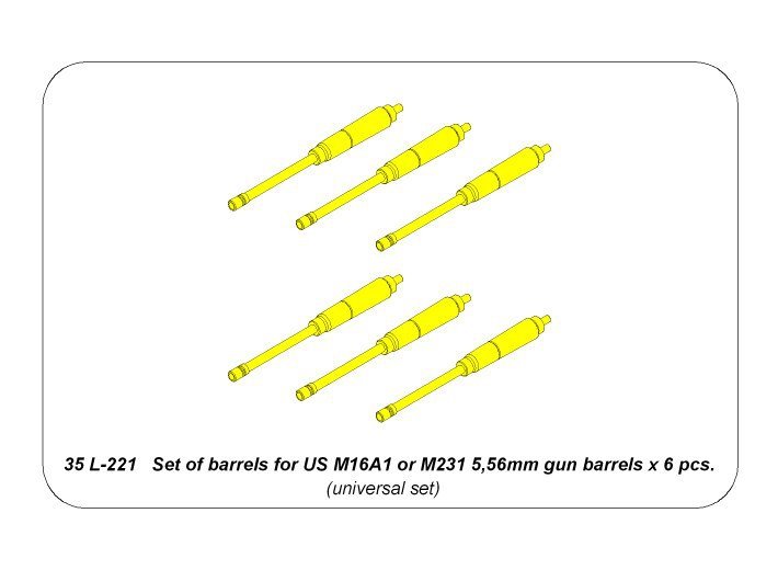 Aber 35L-221 Set of barrels for US M16A1 or M231 5,56mm gun barrels x 6 pcs. 1/35 – immagine 6