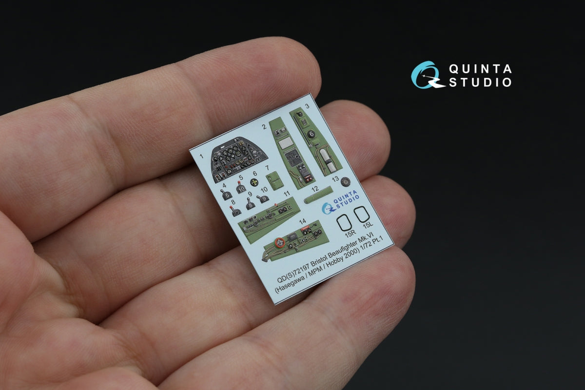 Intérieur imprimé en 3D et coloré sur papier décalcomanie Quinta Studio QDS-72197 Bristol Beaufighter Mk.VI (Hasegawa/MPM/Hobby2000) (petite version) 1/72  – image 3