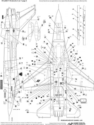 HobbyDecal ST32026V1 Pochoirs F-16 4 ver 1 pour maquette Academy au 1/32 – image 3