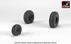 Armory Models AW48331 AH-64 Apache wheels w/ weighted tires, ribbed hubs 1/48 – immagine 2