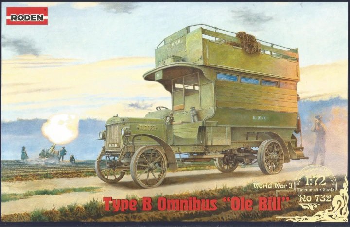 Roden 732 World War I Type B Omnibus "Ole Bill" British bus 1/72
