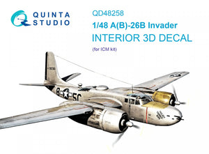 Intérieur imprimé en 3D et coloré sur papier décalcomanie Quinta Studio QD48258 A(B)-26B (ICM) 1/48