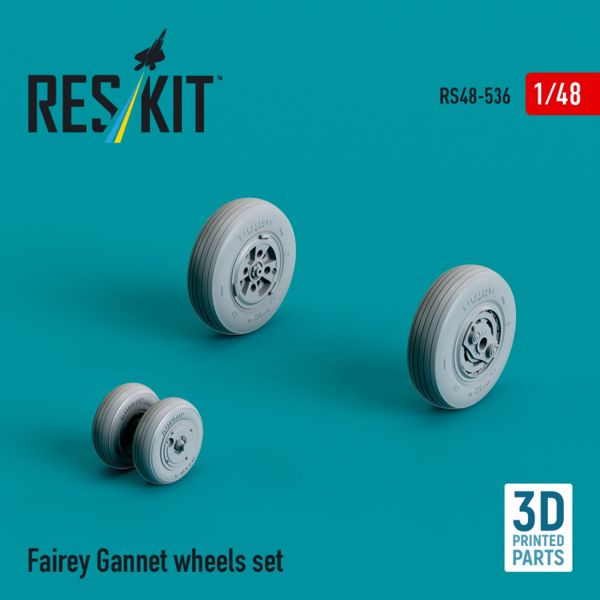 RESKIT RS48-0536 Fairey Gannet wheels set (3D Printed) 1/48 – image 2