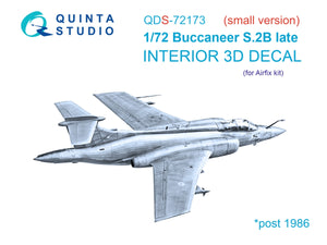 Quinta Studio QDS-72173 Blackburn Buccanneer S.2B Late 3D-Printed &amp;amp; coloured Interior on decal paper (Airfix) (small version) 1/72