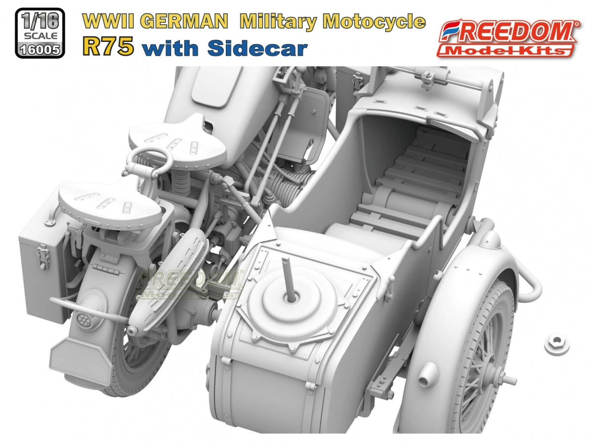 Freedom 16005 R75 with Sidecar WWII German Motorcycle 1/16 – Bild 6