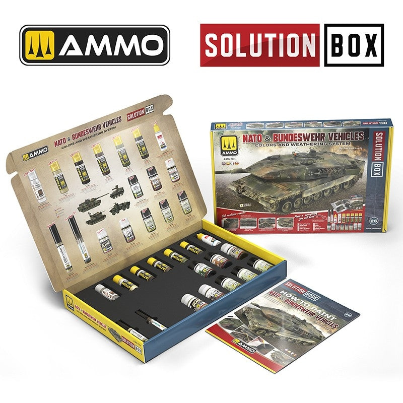AMMO of Mig Jimenez 7731 SOLUTION BOX 26 – NATO &amp;amp; BUNDESWEHR Vehicles - Colors and Weathering System – imagen 2