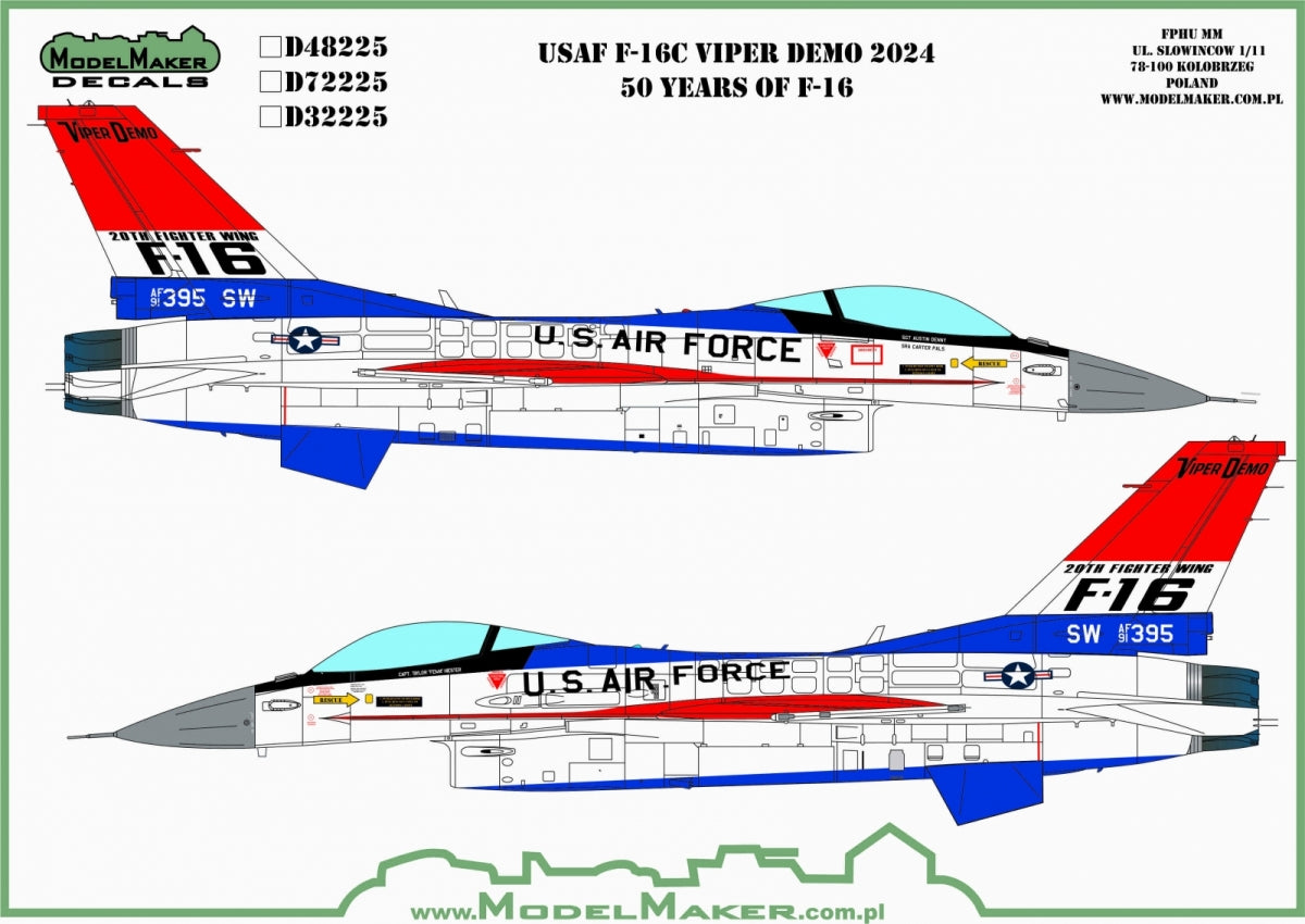 ModelMaker Decals D48225 USAF F-16C Viper Demo 2024 50 Years of F-16 1/48