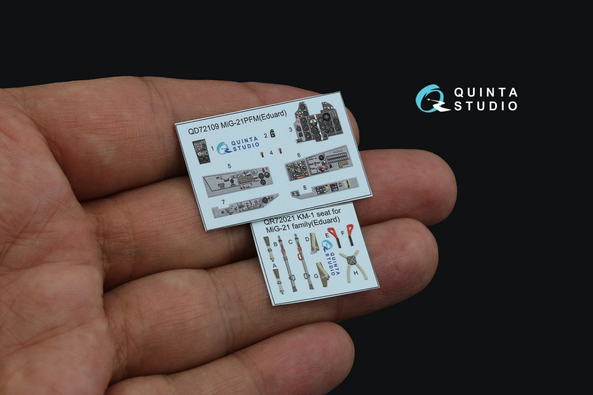 Quinta Studio QD72109 MiG-21PFM Gray panels 3D-Printed &amp;amp; coloured Interior on decal paper (Eduard) 1/72 – immagine 4