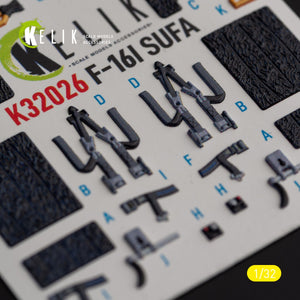 KELIK K32026 F-16I &amp;quot;Sufa&amp;quot; - interior 3D decals for Academy kit 1/32 – immagine 9