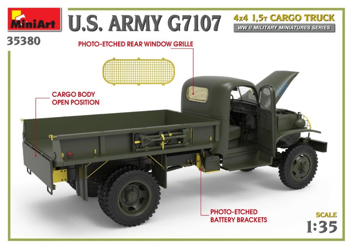 MiniArt 35380 Camion cargo 4x4 1,5 t de l&amp;#39;armée américaine G7107, échelle 1/35 – image 11