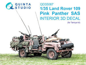 Quinta Studio QD35087 Land Rover 109 Pink Panther SAS 3D-Printed &amp;amp; coloured Interior on decal paper (Tamiya) 1/35