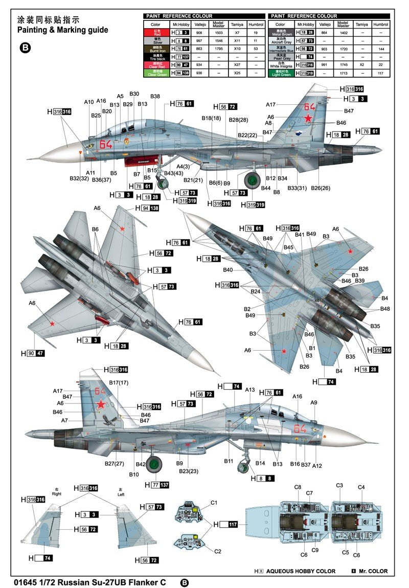 Trumpeter 01645 Russian Su-27UB Flanker C Fighter 1/72 – Bild 4