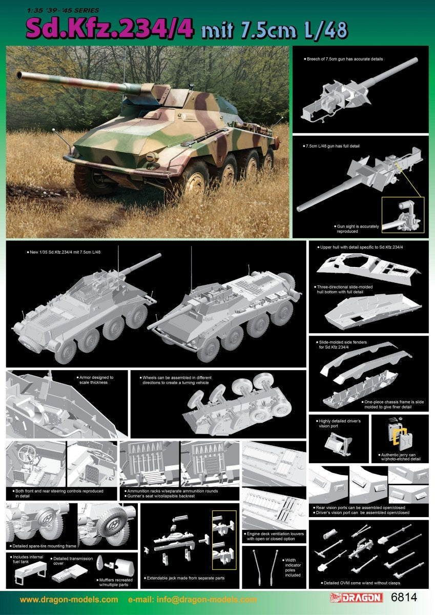 Dragon 6814 Sd.Kfz.234/4 mit 7.5cm L/48 1/35 – zdjęcie 2