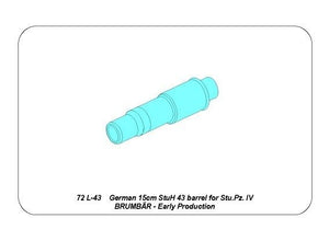 Aber 72L-43 Lufa 15cm StuH 43 do działa pancernrgo Stu.Pz. IV BRUMBAR – wczesna wersja / German 15cm StuH 43 Barrel for Stu.Pz. IV BRUMBAR – Early version 1/72 – zdjęcie 7