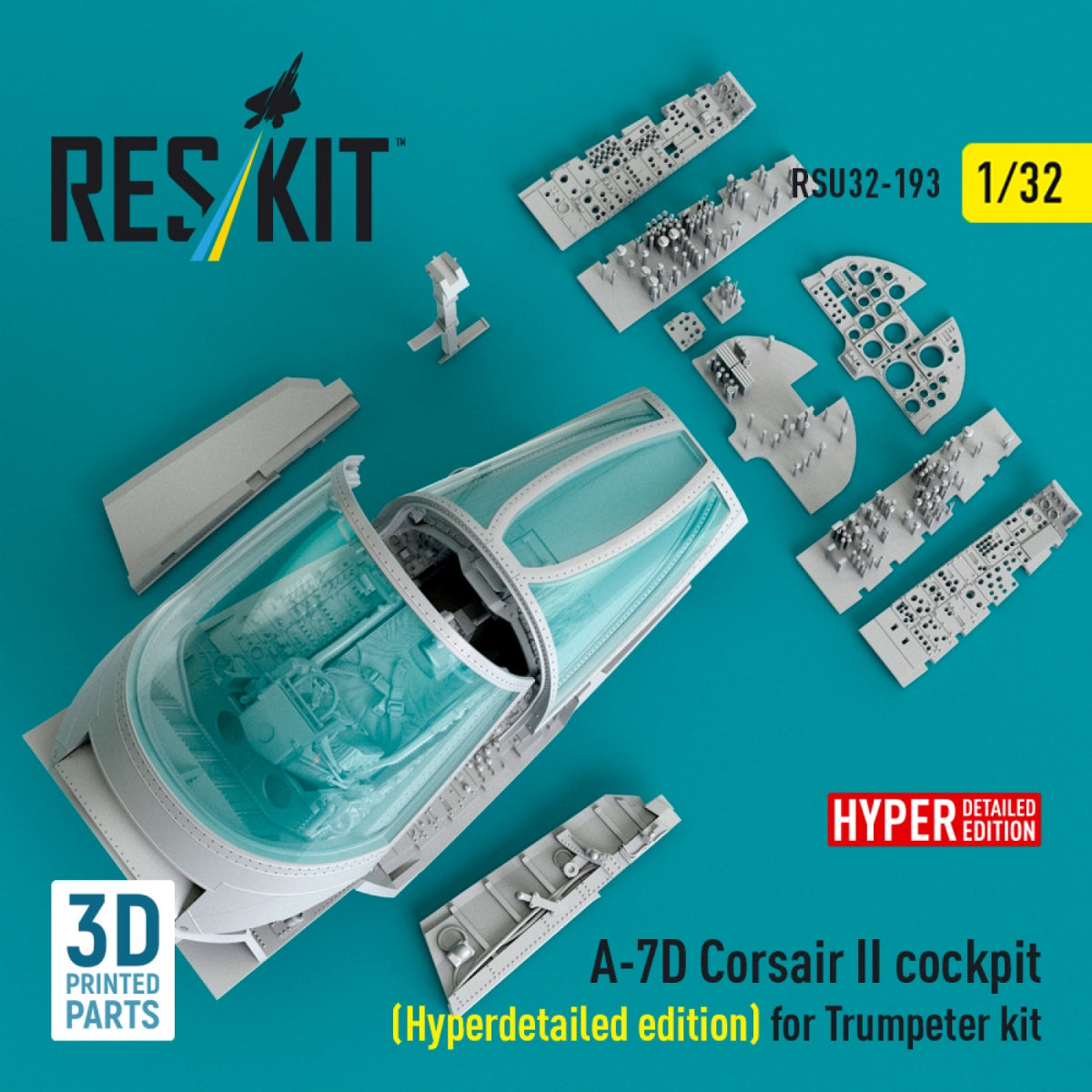 RESKIT RSU32-0193 A-7D Corsair II cockpit (Hyperdetailed edition) for Trumpeter kit (3D Printed) 1/32