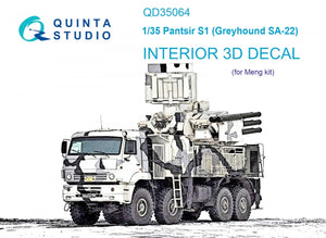 Quinta Studio QD35064 Pantsir-S1 (SA-22 Greyhound) 3D-Printed &amp;amp; coloured Interior on decal paper (Meng) 1/35
