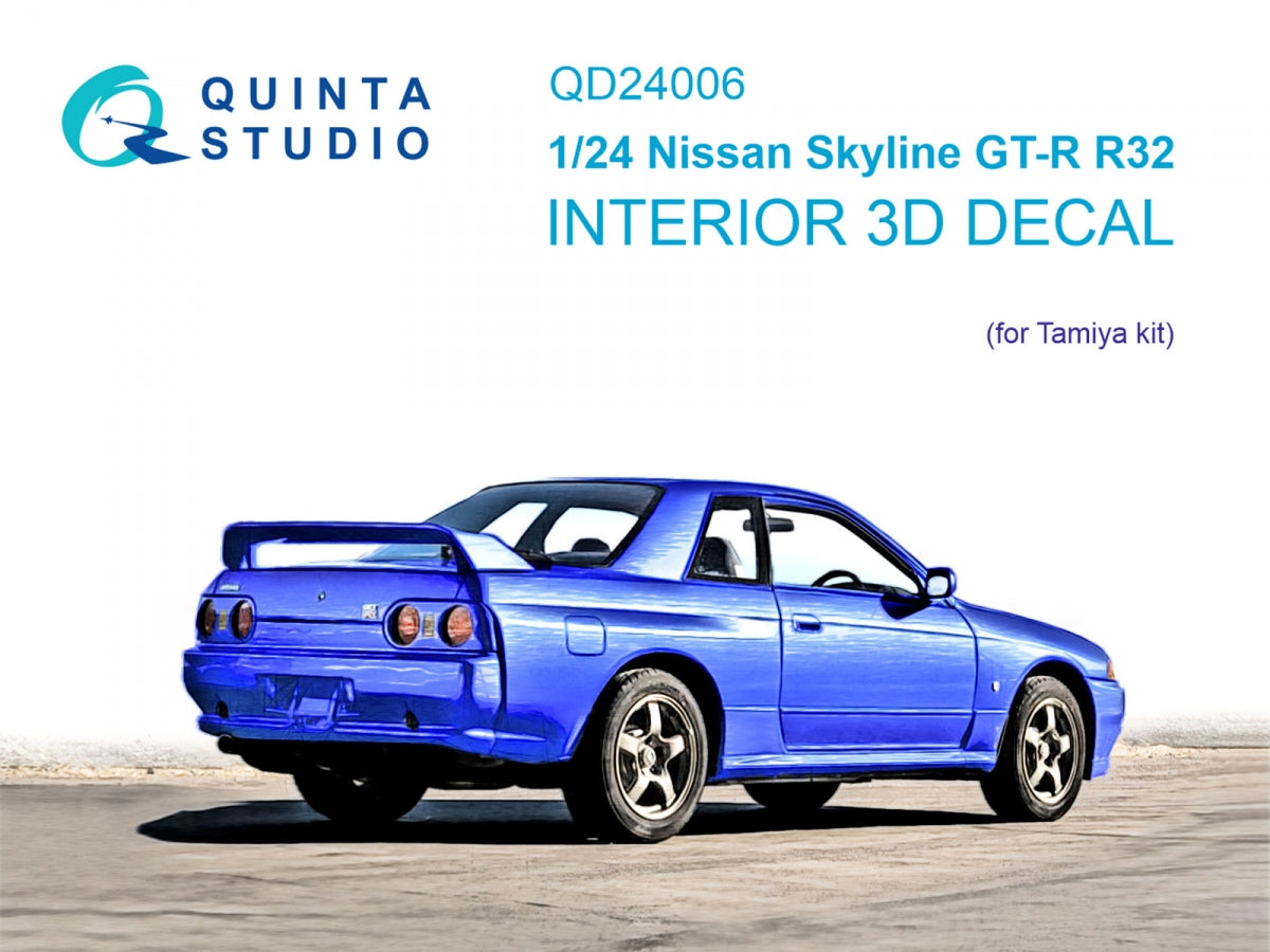 Intérieur imprimé en 3D et coloré sur papier décalcomanie Quinta Studio QD24006 Nissan Skyline GT-R R32 (Tamiya) 1/24