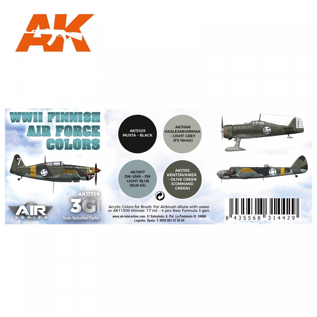 AK Interactive AK11739 WWII FINNISH AIR FORCE COLORS 4x17 ml – Bild 2