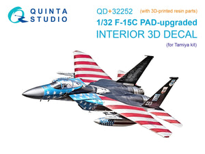 Quinta Studio QD+32252 F-15C PAD-upgraded 3D-Printed &amp;amp; coloured Interior on decal paper (Tamiya) (with 3D-printed resin parts) 1/32