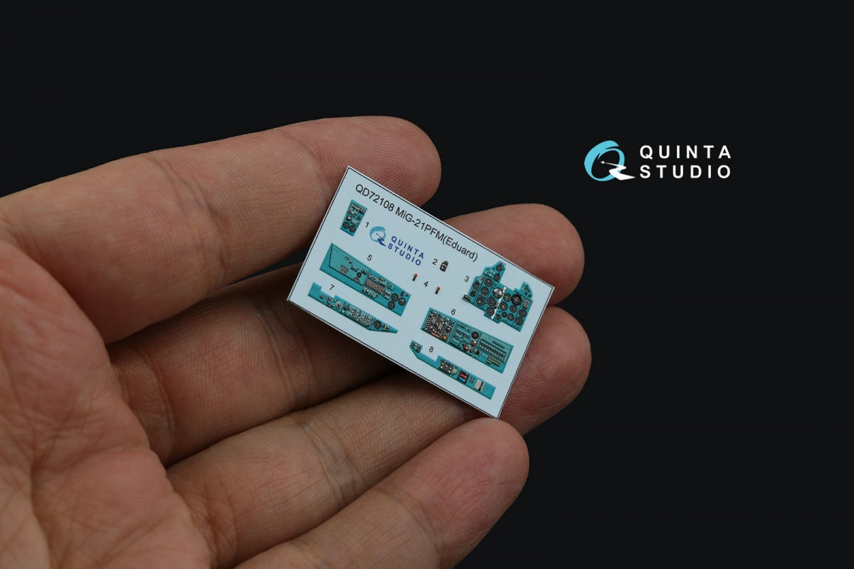 Quinta Studio QD72108 MiG-21PFM Emerald panels 3D-Printed &amp;amp; coloured Interior on decal paper (Eduard) 1/72 – imagen 3