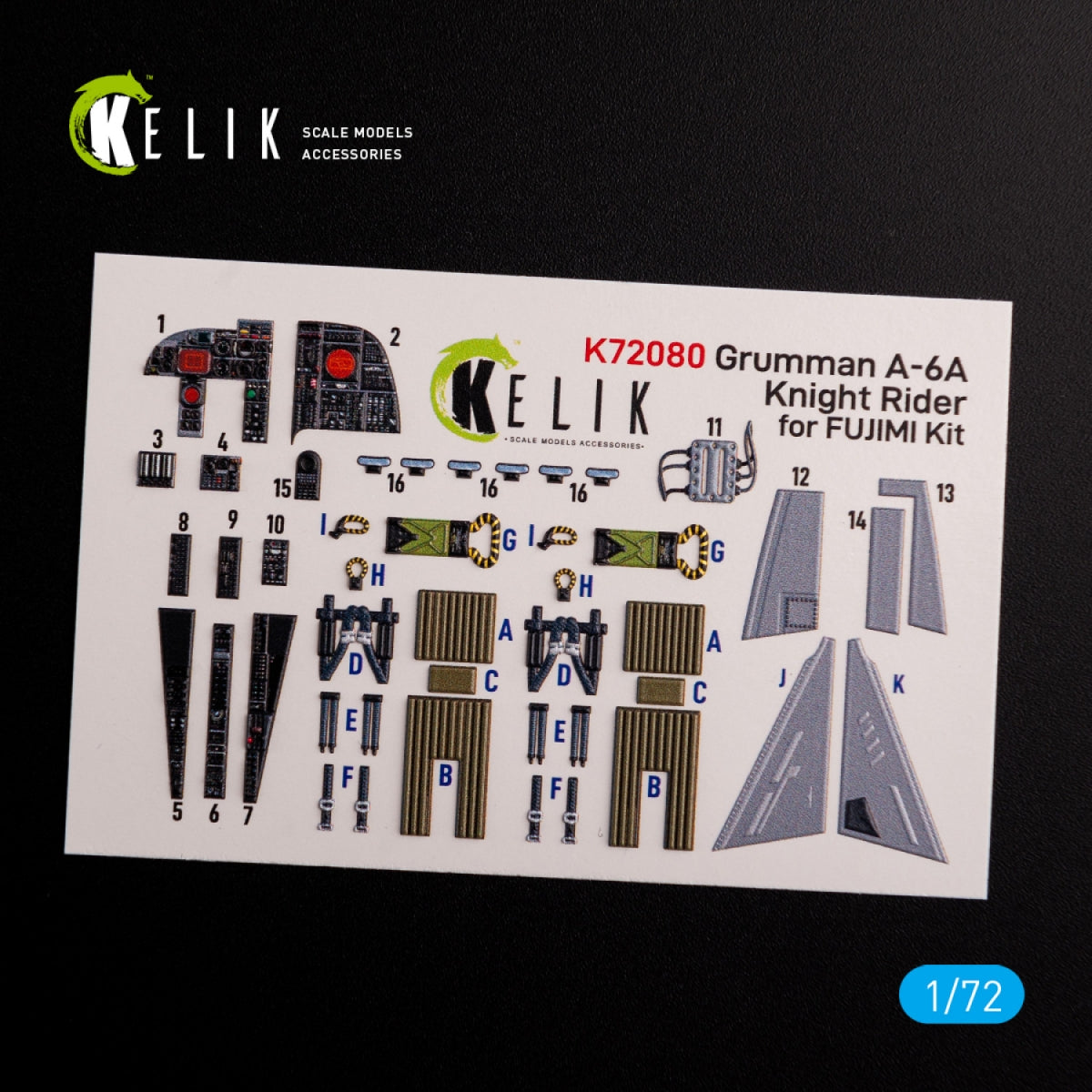 KELIK K72080 Grumman A-6A Knight Rider interior 3D decals for Fujimi kit 1/72 – Bild 3