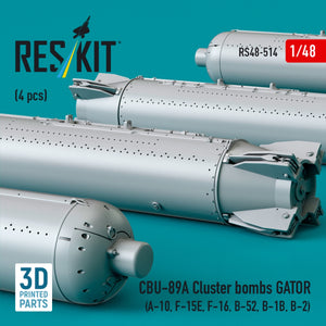 RESKIT RS48-0514 CBU-89A cluster bombs GATOR (4 pcs) (3D Printed) 1/48 – immagine 2