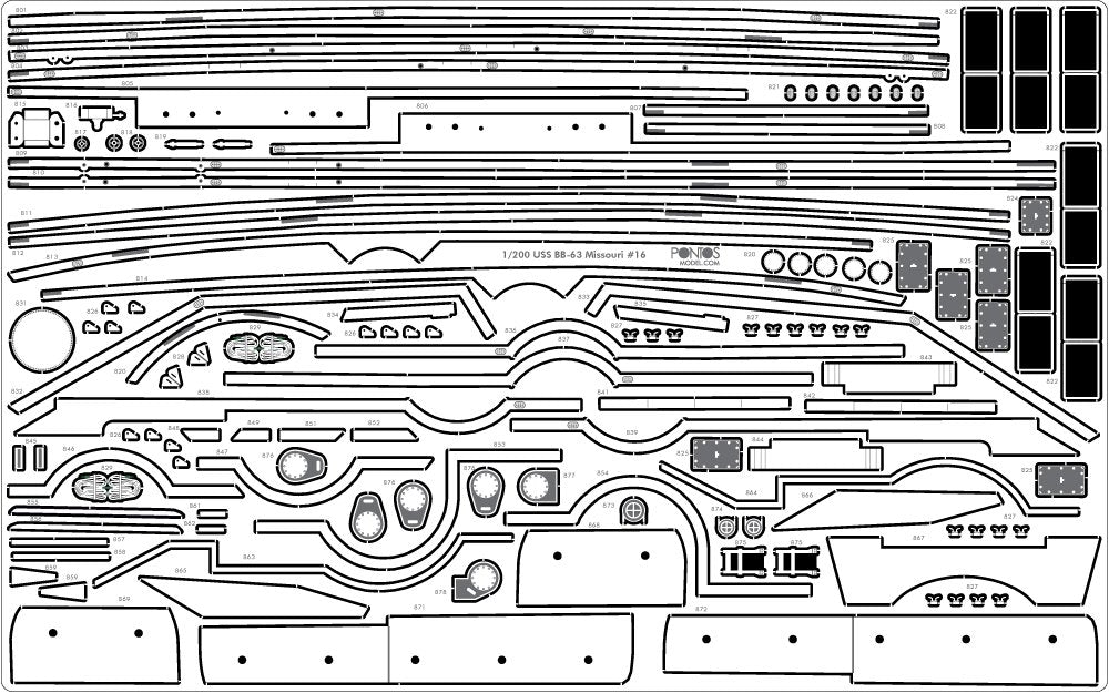Pontos 20003WD1 USS BB-63 Missouri 1945 Wooden Deck set (20B Deck Blue) 1/200 – zdjęcie 3