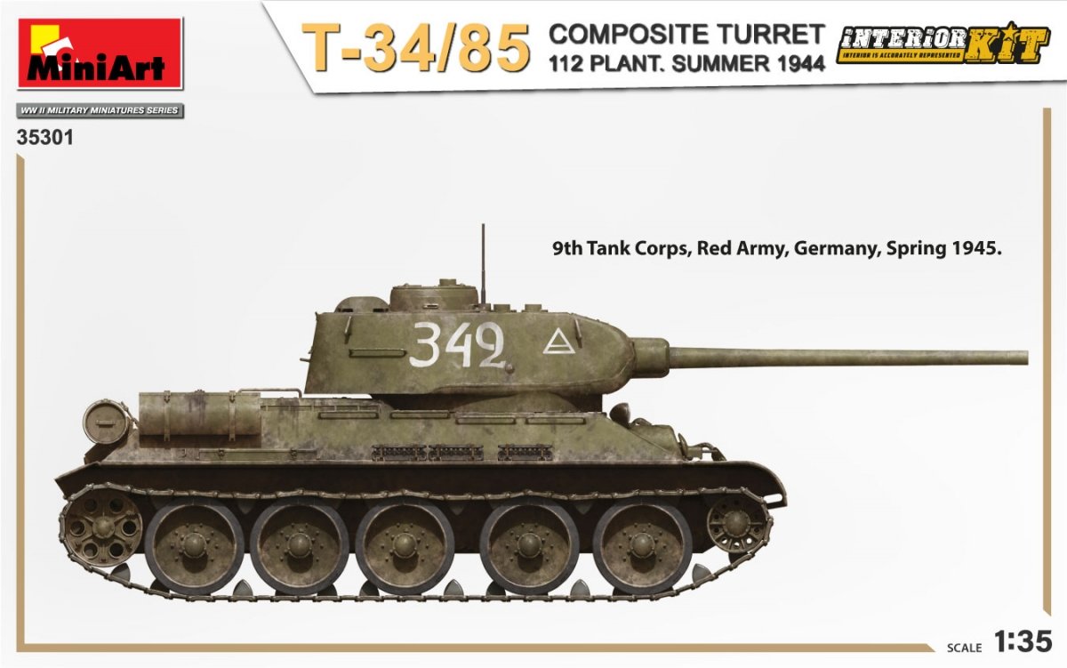 MiniArt 35301 T-34/85 COMPOSITE TURRET. 112 PLANT. SUMMER 1944 INTERIOR KIT 1/35 – immagine 4