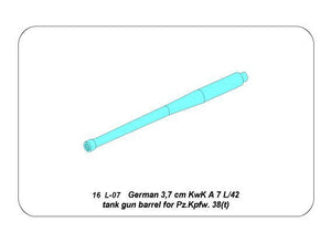Aber 16L-07 Lufa do niemieckiej armaty czołgowej KwK A 7 do Pz.Kpfw. 38(t) / German 3,7 cm KwK A 7 L/42 tank gun barrel for Pz.Kpfw. 38(t) 1/16 – Bild 8