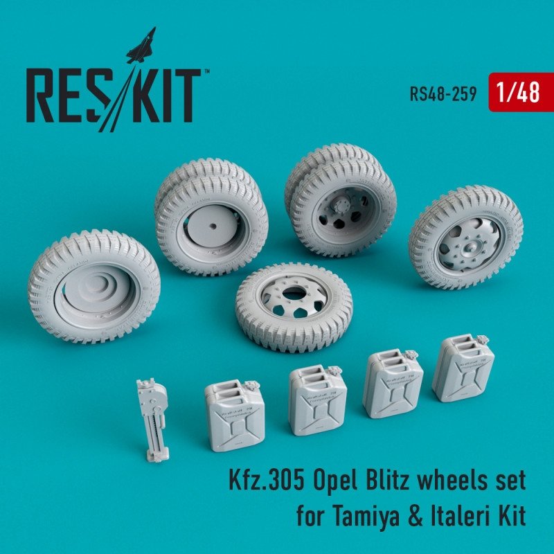 RESKIT RS48-0259 Kfz.305 Jeu de roues Opel blitz pour Tamiya &amp;amp; Italeri 1/48