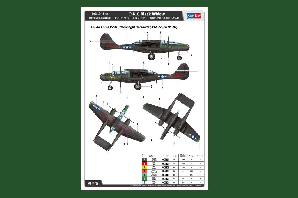 Hobby Boss 81732 P-61C Black Widow 1/48 – imagen 3