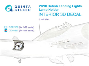 Quinta Studio QD48547 Lamp holder for WWII British landing lights 3D-Printed &amp;amp; colored Interior on decal paper (All kits) 1/48
