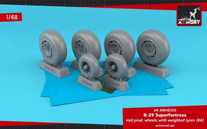 Armory Models AW48350 B-29 Superfortress mid production wheels w/ weighted tyres (RA) &amp;amp; PE hubcaps 1/48