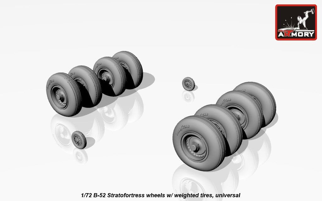 Armory Models AW72316 B-52 Stratofortress wheels w/ weighted tyres 1/72 – immagine 2