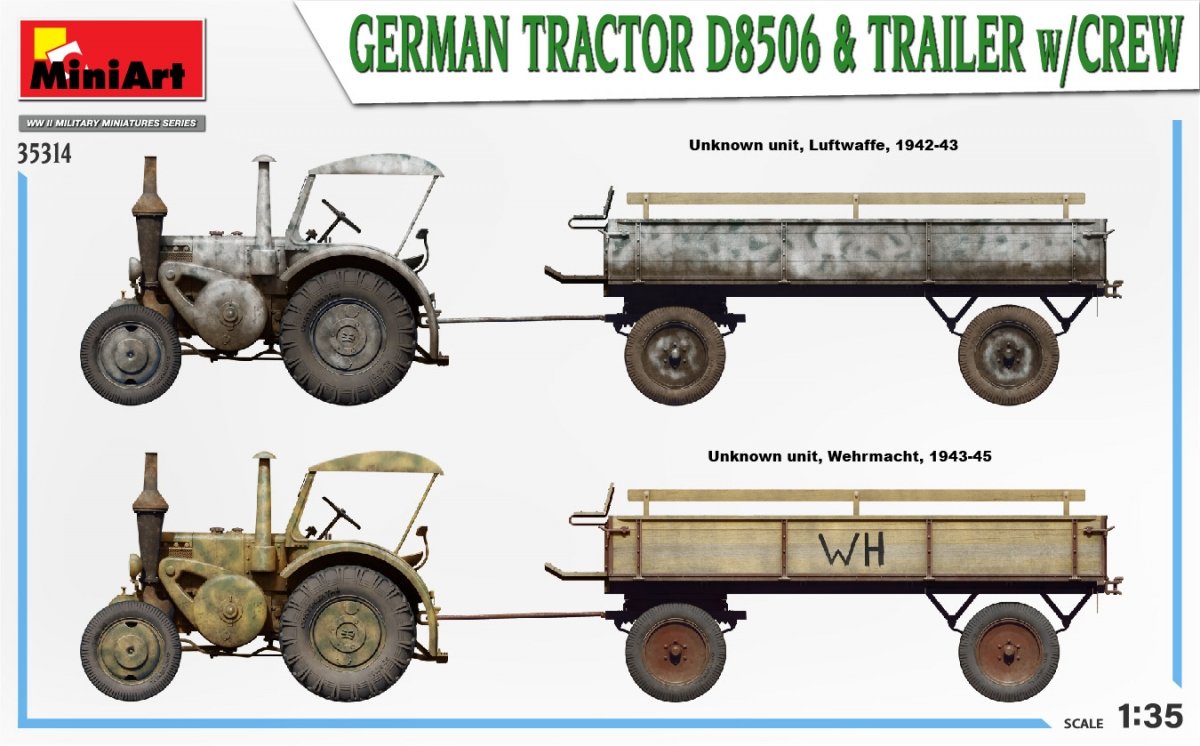 MiniArt 35314 GERMAN TRACTOR D8506 &amp;amp; TRAILER w/CREW 1/35 – zdjęcie 3