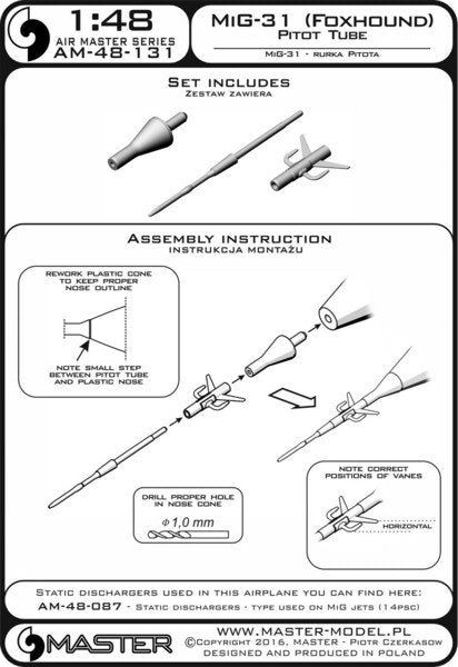 Master AM-48-131 MiG-31 (Foxhound) - Pitot Tube 1/48 – immagine 4