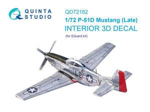 Quinta Studio QD72182 P-51D Mustang Late 3D-Printed &amp;amp; coloured Interior on decal paper (Eduard) 1/72
