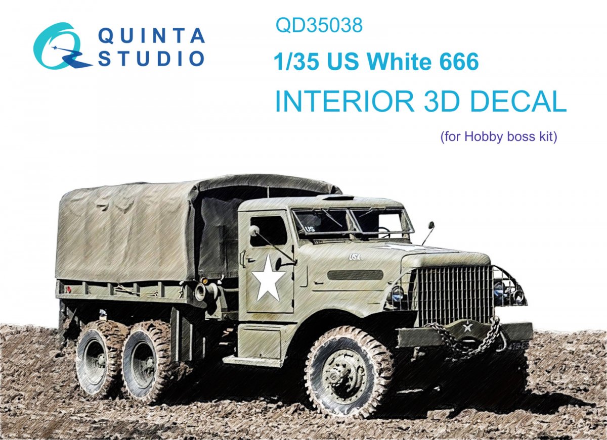 Quinta Studio QD35038 US White 666 3D-Printed &amp;amp; colored Interior on decal paper (Hobby Boss) 1/35