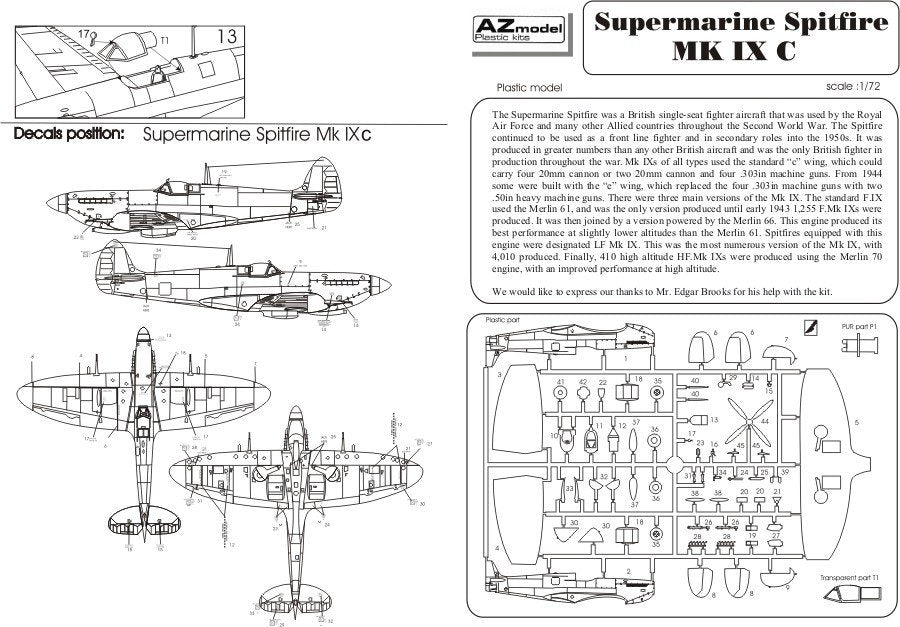 AZ Model AZ7392 Supermarine Spitfire Mk.IXc ,,Early tails&amp;#39;&amp;#39; 1/72 – imagen 4