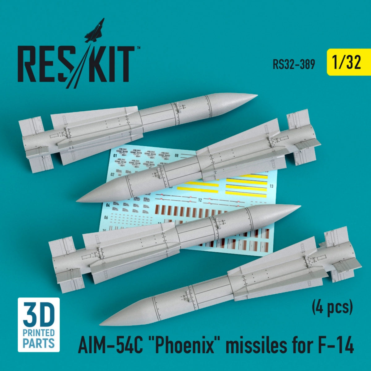 RESKIT RS32-0389 AIM-54C "PHOENIX" MISSILES FOR F-14 (4PCS) 1/32