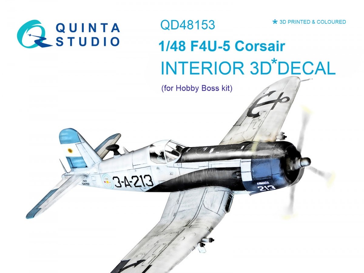 Quinta Studio QD48153 F4U-5 3D-Printed &amp; colored Interior on decal paper (for Hobby Boss kit) 1/48