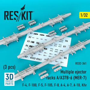 RESKIT RS32-0341 MULTIPLE EJECTOR RACKS A/A37B-6 (MER-7) (3 PCS) 1/32